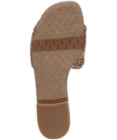 Women's Bambi Raffia Buckle Slide Sandals Brown $47.60 Shoes