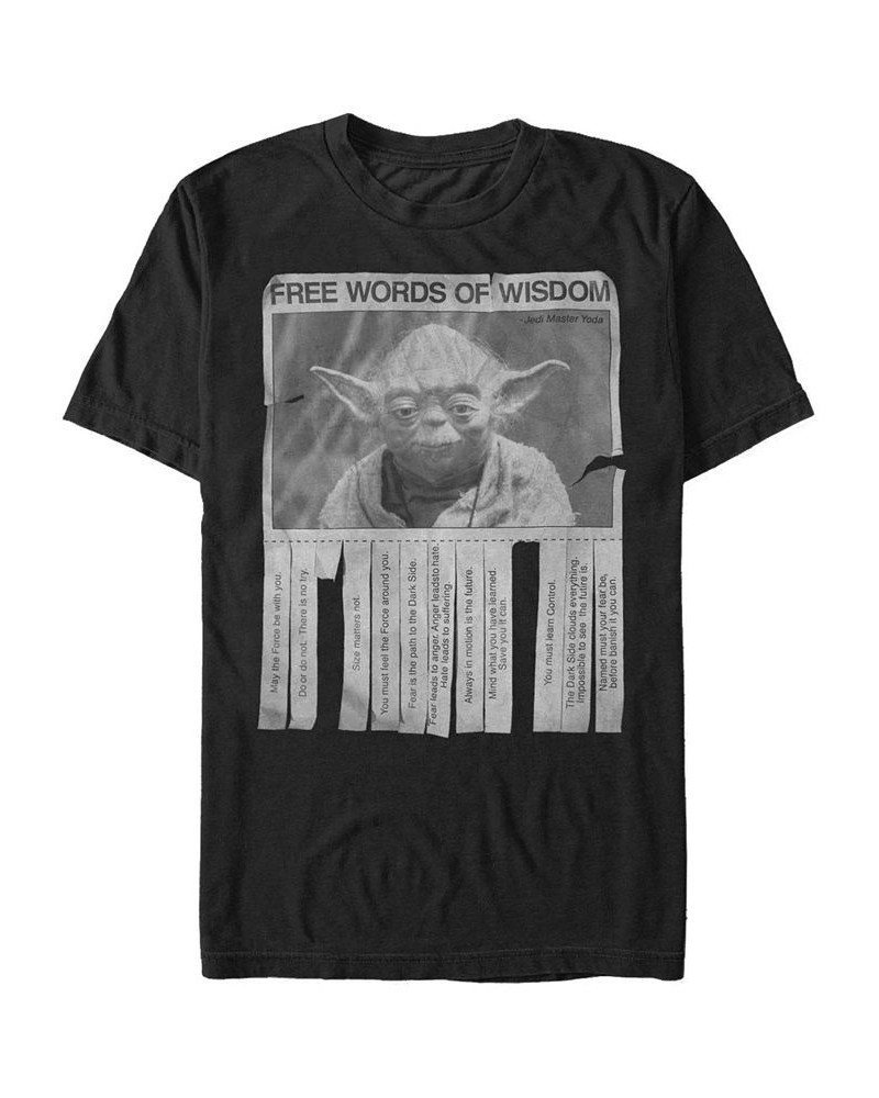 Men's Star Wars Words Of Wisdom Short Sleeve T-Shirt Black $15.40 T-Shirts