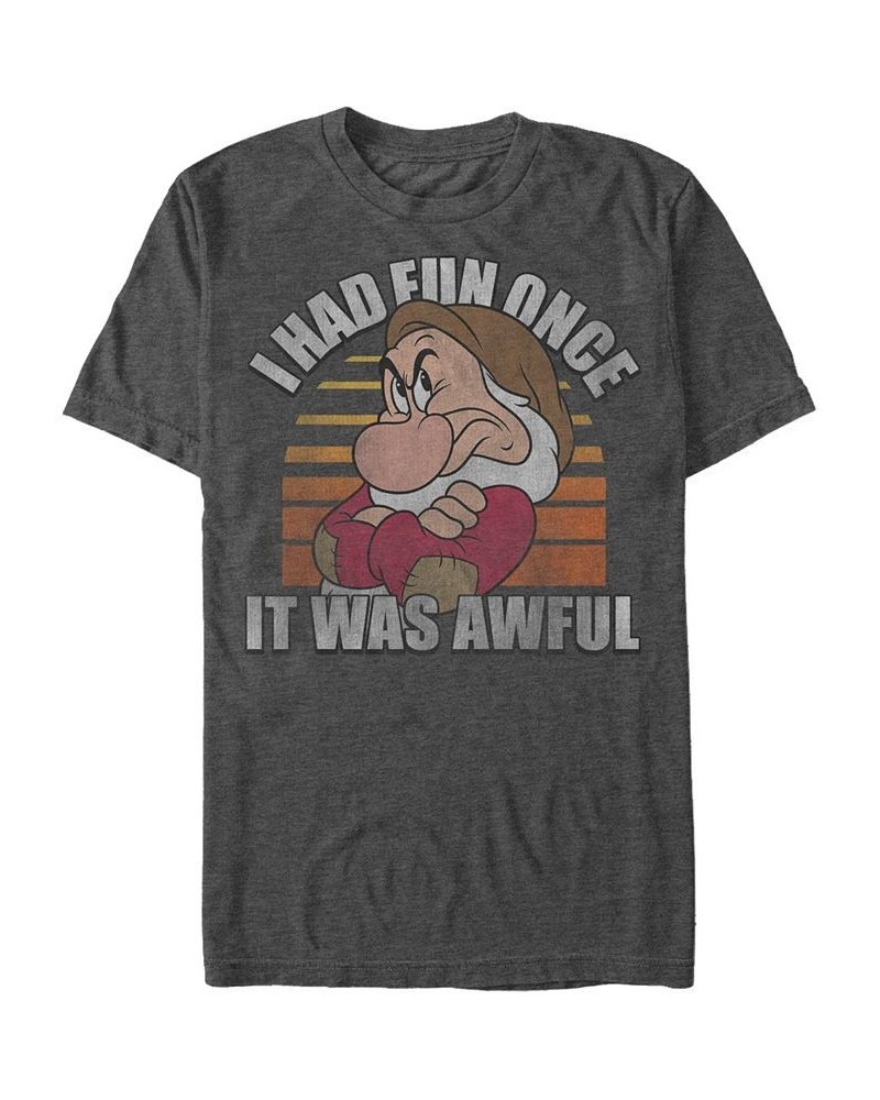 Disney Men's Snow White and the Seven Dwarfs Grumpy Had Fun Once, Short Sleeve T-Shirt Gray $18.19 T-Shirts