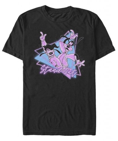 Men's A Goofy Movie Neon Rock Short Sleeve T-shirt Black $19.59 T-Shirts