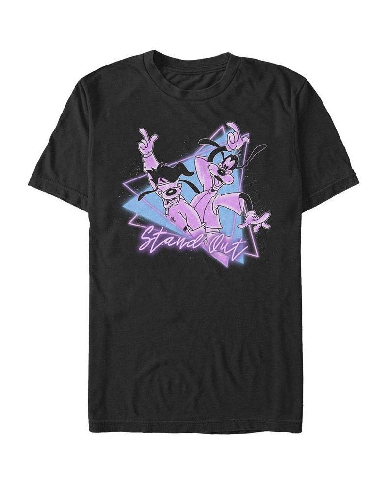 Men's A Goofy Movie Neon Rock Short Sleeve T-shirt Black $19.59 T-Shirts