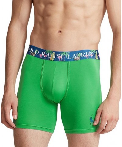 Men's Super-Soft Tropical-Print Boxer Briefs Green $20.40 Underwear