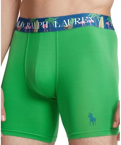 Men's Super-Soft Tropical-Print Boxer Briefs Green $20.40 Underwear