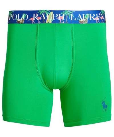 Men's Super-Soft Tropical-Print Boxer Briefs Green $20.40 Underwear