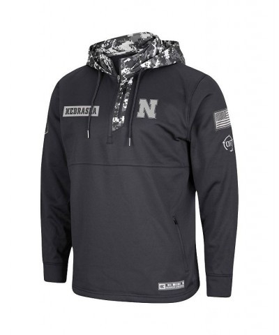 Men's Charcoal Nebraska Huskers OHT Military-Inspired Appreciation Digi Camo Quarter-Zip Hoodie $45.04 Sweatshirt