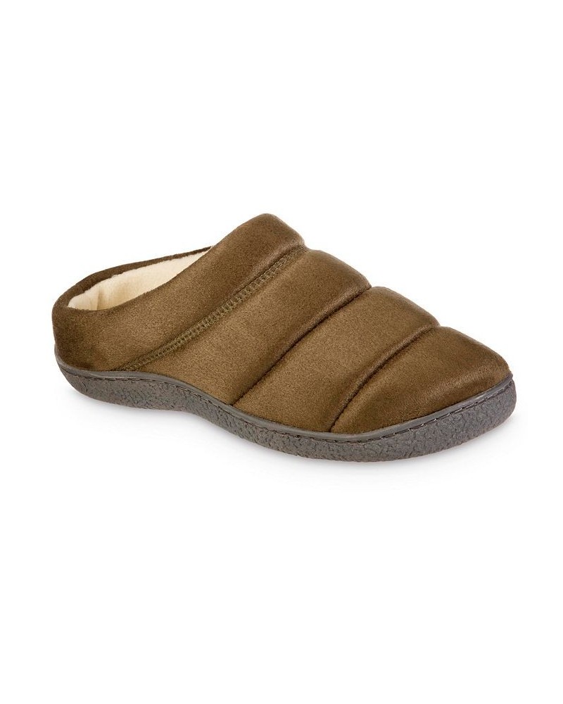 Men's Advanced Memory Foam Microsuede Puffer Comfort Hoodback Slippers Olive $13.14 Slippers