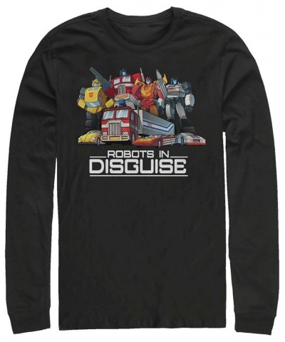 Men's Transformer Robots in Disguise Long Sleeve T-shirt Black $20.79 T-Shirts