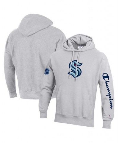 Men's Heathered Gray Seattle Kraken Reverse Weave Pullover Hoodie $32.90 Sweatshirt