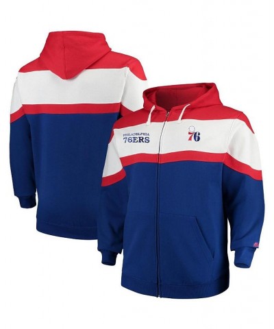 Men's Red, Royal Philadelphia 76ers Big and Tall Colorblock Wordmark Tripod Full-Zip Hoodie $27.84 Sweatshirt