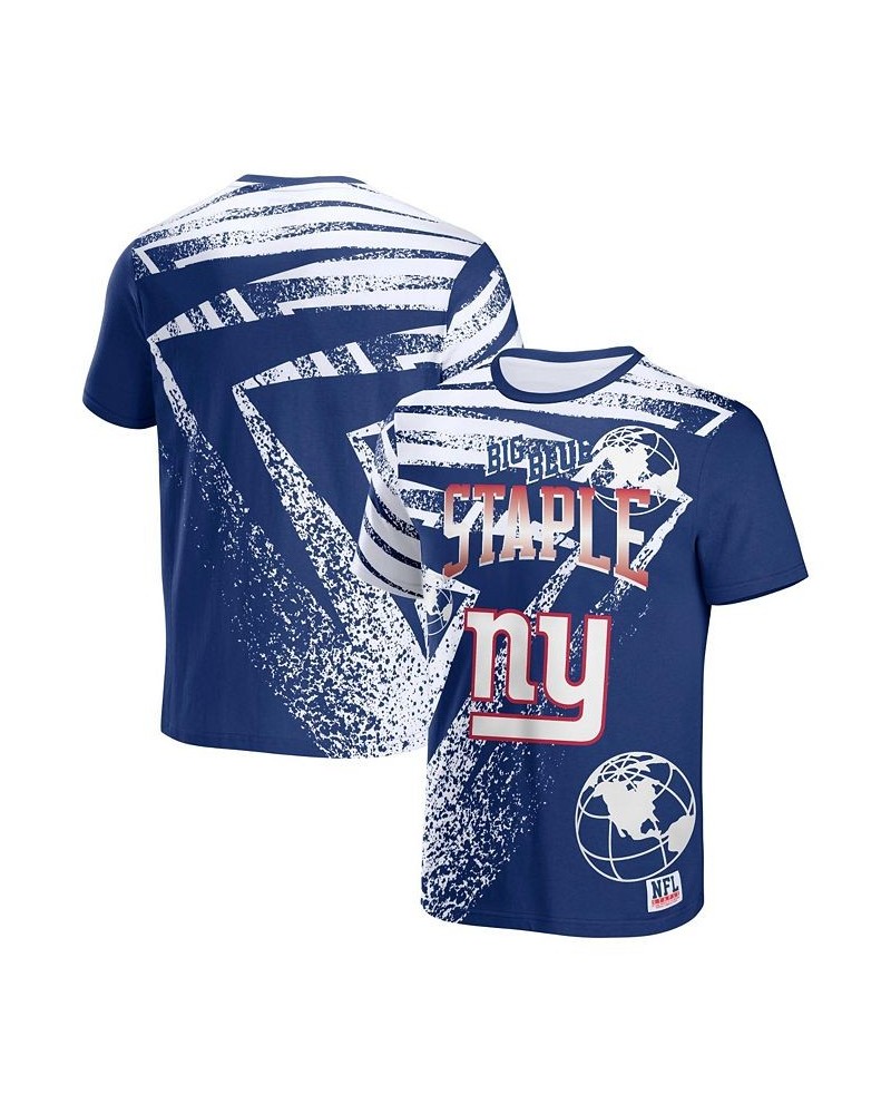 Men's NFL X Staple Blue New York Giants Team Slogan All Over Print Short Sleeve T-shirt $16.80 T-Shirts