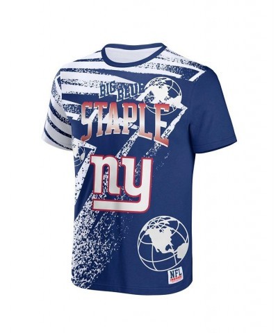 Men's NFL X Staple Blue New York Giants Team Slogan All Over Print Short Sleeve T-shirt $16.80 T-Shirts