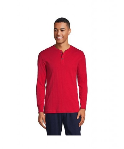 Men's Knit Rib Pajama Henley Red $35.37 Pajama