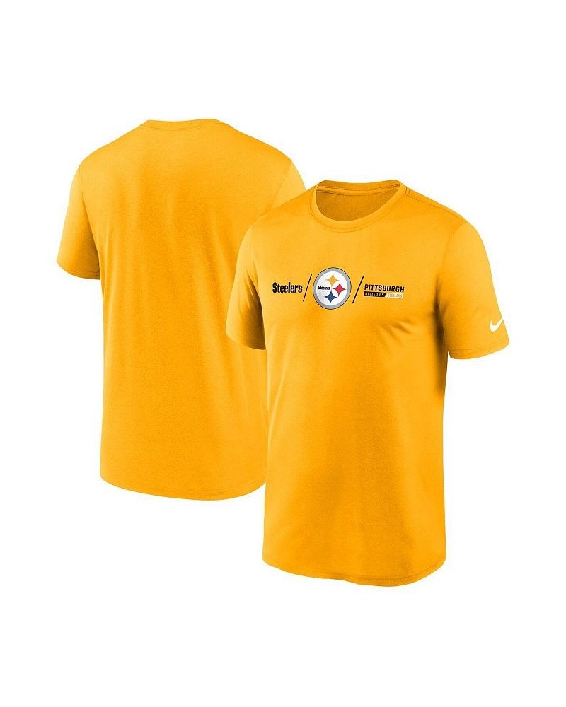 Men's Gold Pittsburgh Steelers Horizontal Lockup Legend T-shirt $27.99 T-Shirts