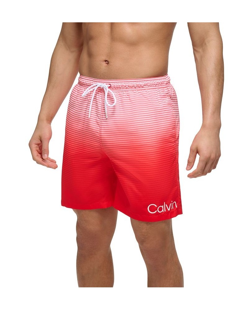 Calvin Kelin Men's Regular-Fit OmbrÉ Gradient Stripe UPF 50+ 7" Swim Trunks PD05 $20.05 Swimsuits