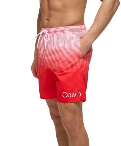 Calvin Kelin Men's Regular-Fit OmbrÉ Gradient Stripe UPF 50+ 7" Swim Trunks PD05 $20.05 Swimsuits