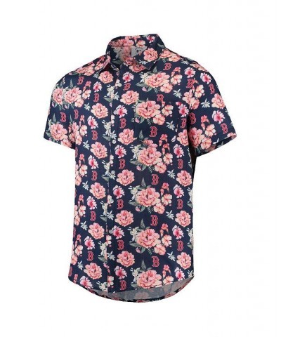 Men's Navy Boston Red Sox Floral Linen Button-Up Shirt $49.49 Shirts