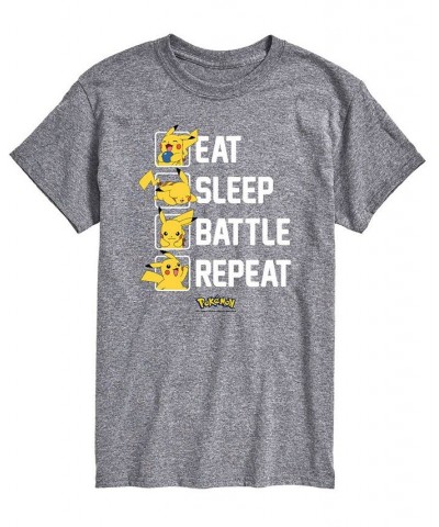 Men's Pokemon Eat Sleep Battle Graphic T-shirt Gray $15.40 T-Shirts