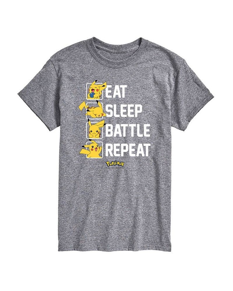 Men's Pokemon Eat Sleep Battle Graphic T-shirt Gray $15.40 T-Shirts