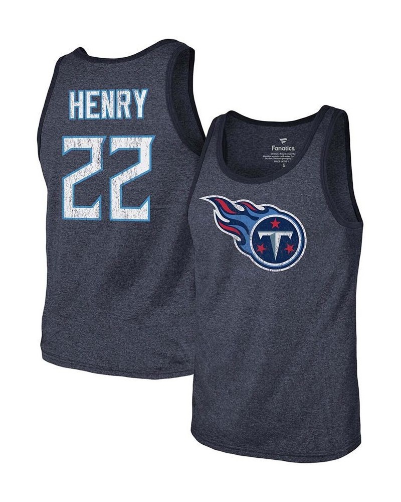 Men's Derrick Henry Navy Tennessee Titans Name Number Tri-Blend Tank Top $27.25 T-Shirts