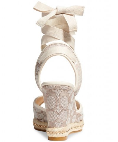 Women's Page Signature Ankle-Tie Wedge Sandals Tan/Beige $97.50 Shoes