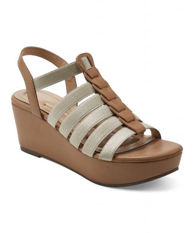 Women's Avinna Wedge Platform Casual Sandals Gold $41.58 Shoes