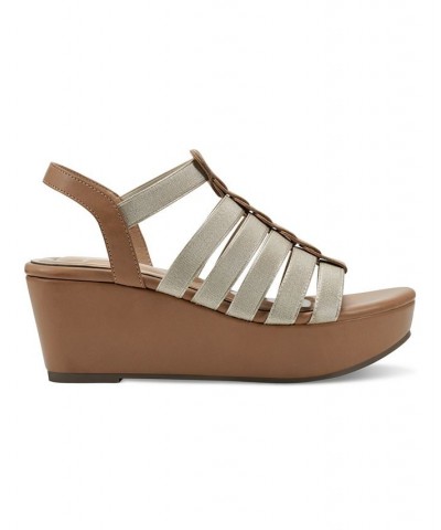 Women's Avinna Wedge Platform Casual Sandals Gold $41.58 Shoes