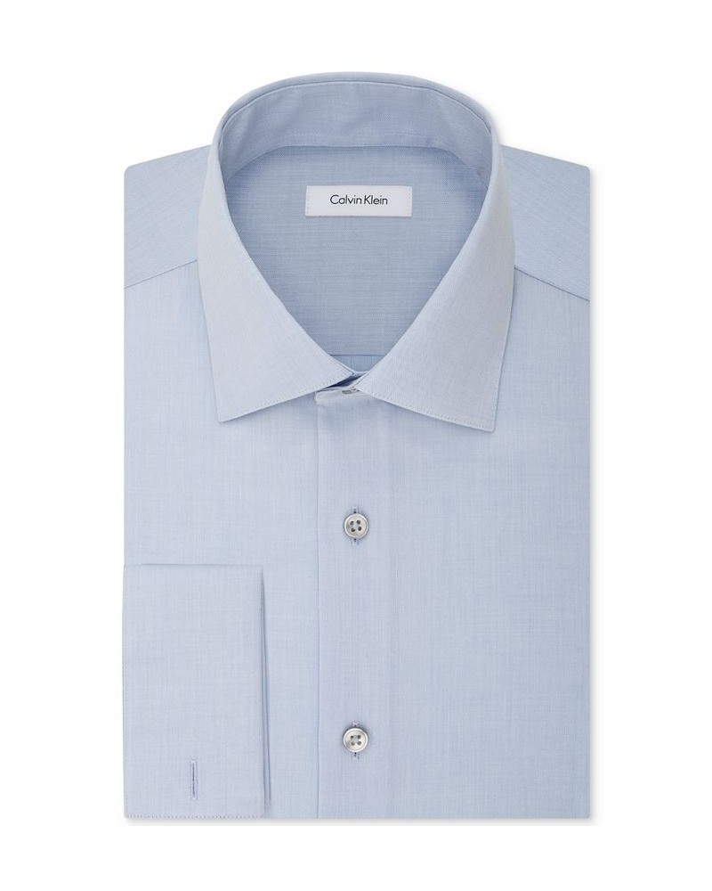 Men's Classic-Fit Non-Iron Performance French Cuff Dress Shirt Blue $28.86 Dress Shirts