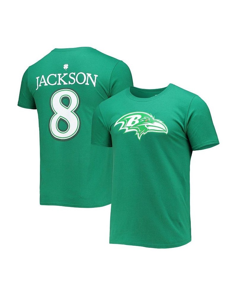 Men's Branded Lamar Jackson Green Baltimore Ravens St. Patrick's Day Icon Player T-shirt $15.98 T-Shirts