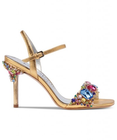 Women's Treasure Embellished Ankle-Strap Dress Sandals Black $135.52 Shoes