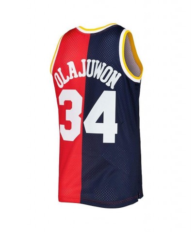 Men's Hakeem Olajuwon Navy, Red Houston Rockets Hardwood Classics 1993-94 Split Swingman Jersey $53.28 Jersey