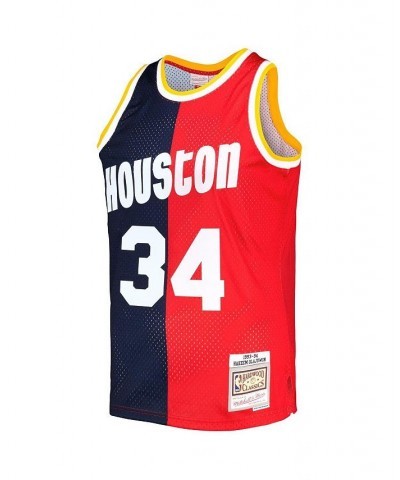 Men's Hakeem Olajuwon Navy, Red Houston Rockets Hardwood Classics 1993-94 Split Swingman Jersey $53.28 Jersey