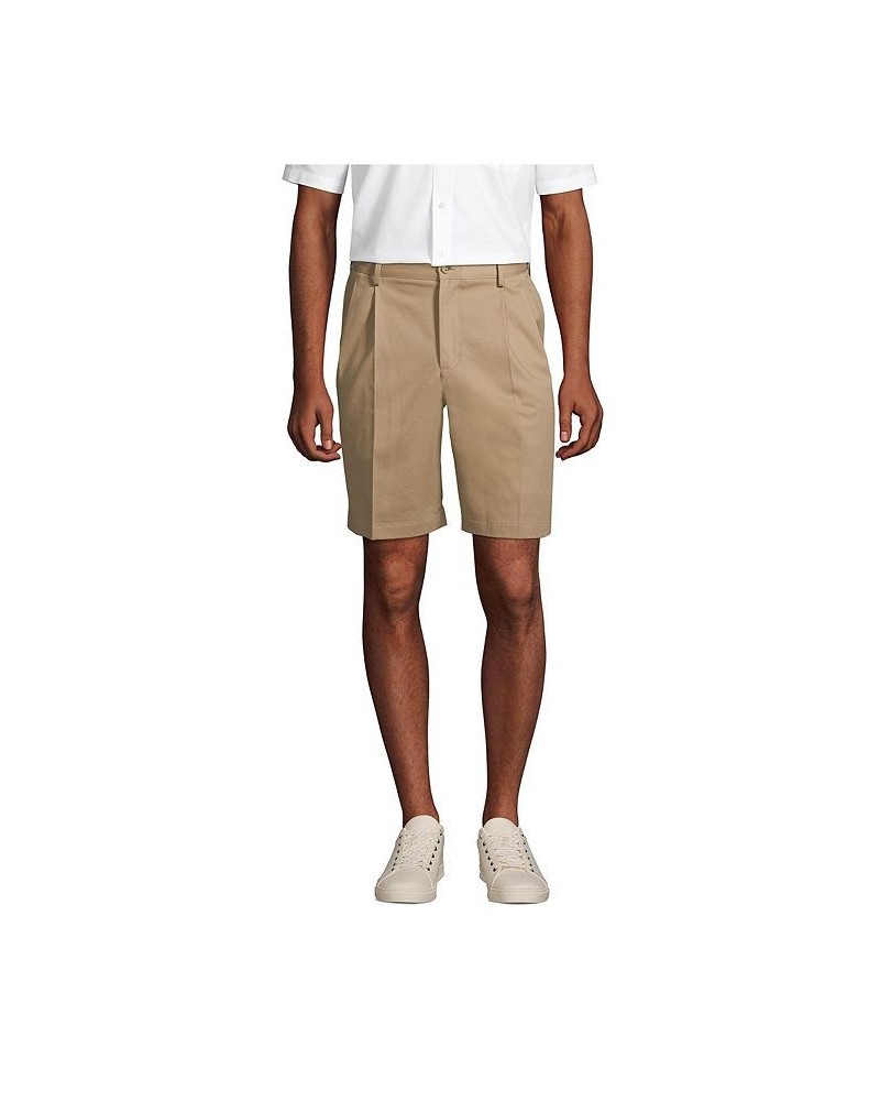 Men's Comfort Waist Pleated 9 Inch No Iron Chino Shorts Tan/Beige $29.38 Shorts