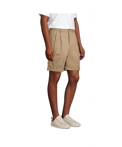 Men's Comfort Waist Pleated 9 Inch No Iron Chino Shorts Tan/Beige $29.38 Shorts