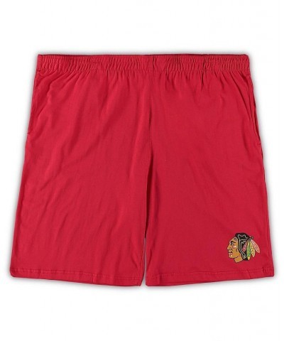 Men's Red, Heathered Charcoal Chicago Blackhawks Big and Tall T-shirt and Shorts Sleep Set $40.79 Pajama