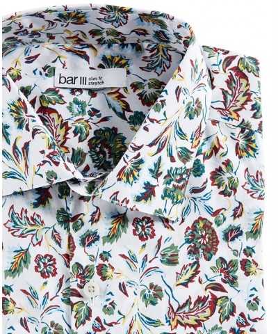 Men's Slim-Fit Performance Stretch Floral-Print Dress Shirt White $14.40 Dress Shirts