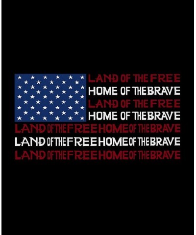 Men's Land of the Free American Flag Word Art Crew Neck Sweatshirt Black $29.49 Sweatshirt