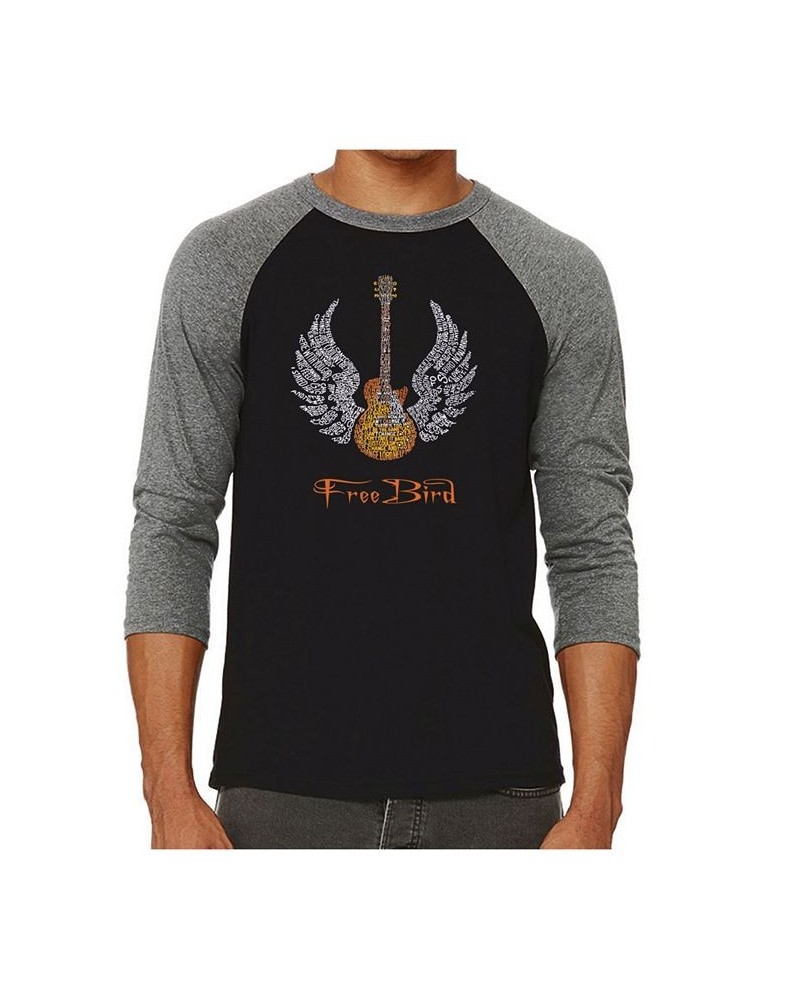 Lyrics to Free Bird Men's Raglan Word Art T-shirt Gray $20.70 T-Shirts