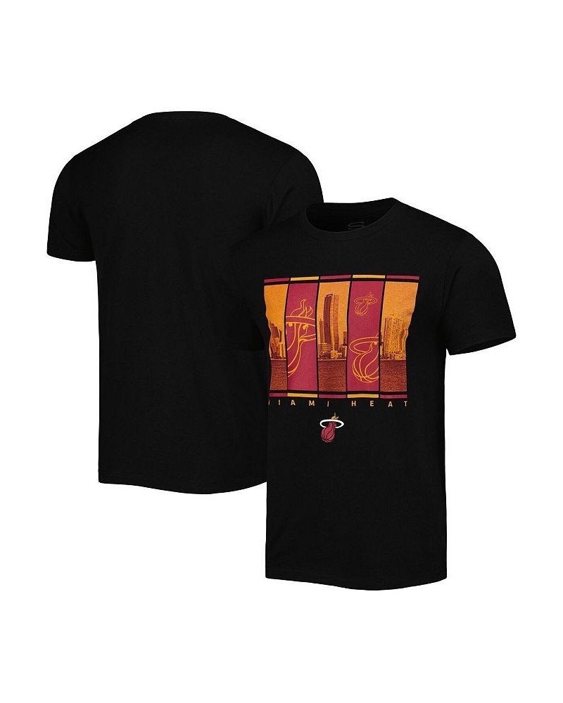 Men's Black Miami Heat City Skyline T-shirt $17.28 T-Shirts