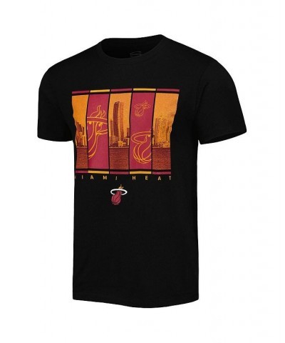 Men's Black Miami Heat City Skyline T-shirt $17.28 T-Shirts