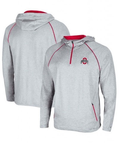 Men's Heather Gray Ohio State Buckeyes Timeline Raglan Quarter-Zip Hoodie $30.79 Sweatshirt