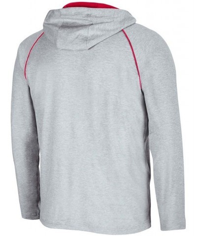 Men's Heather Gray Ohio State Buckeyes Timeline Raglan Quarter-Zip Hoodie $30.79 Sweatshirt