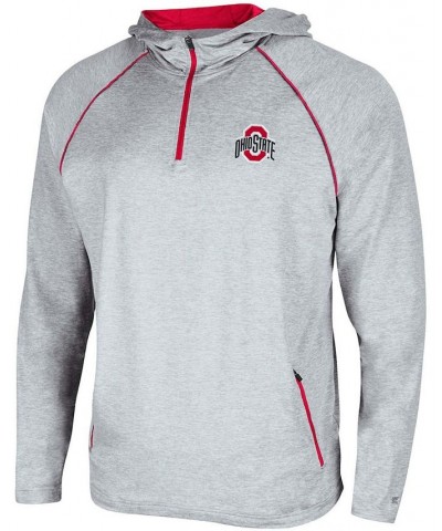 Men's Heather Gray Ohio State Buckeyes Timeline Raglan Quarter-Zip Hoodie $30.79 Sweatshirt