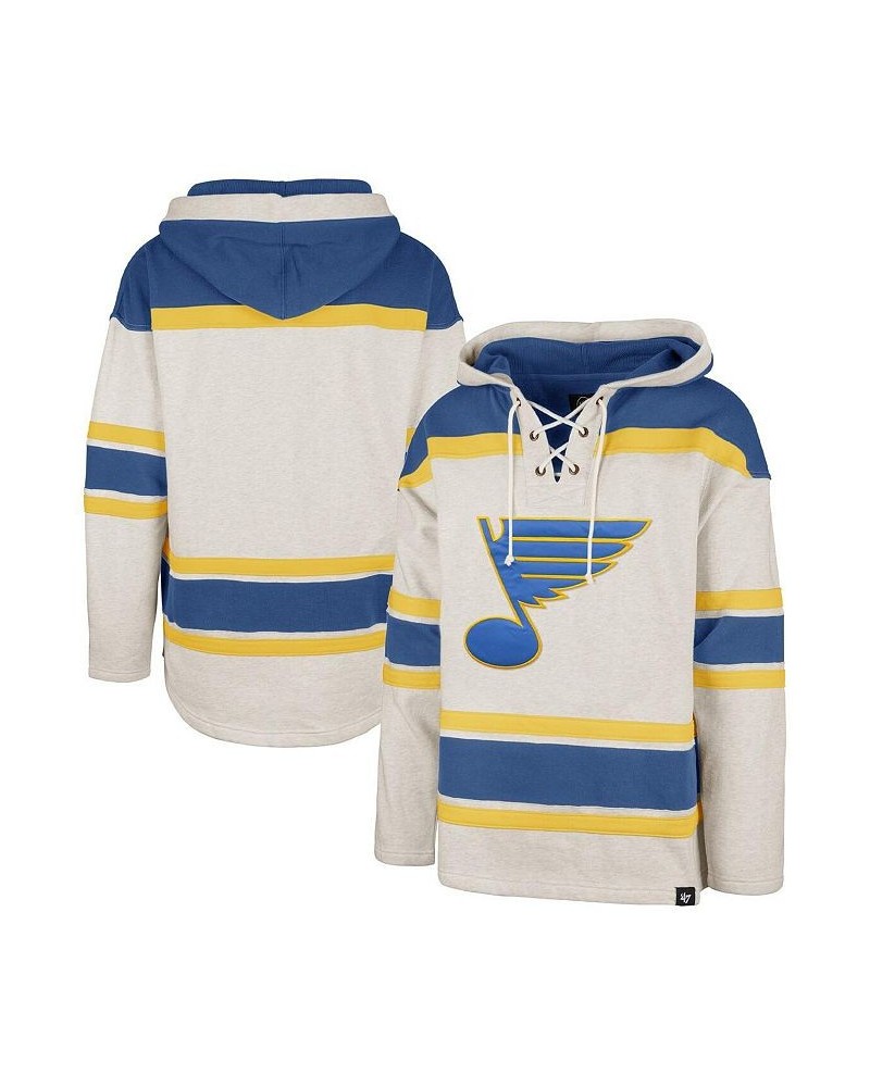 Men's Oatmeal St. Louis Blues Rockaway Lace-Up Pullover Hoodie $69.60 Sweatshirt