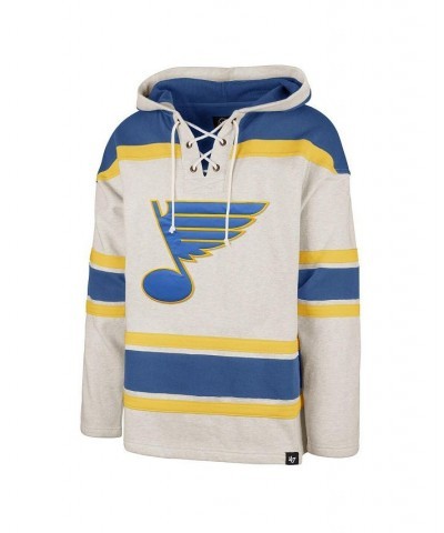 Men's Oatmeal St. Louis Blues Rockaway Lace-Up Pullover Hoodie $69.60 Sweatshirt