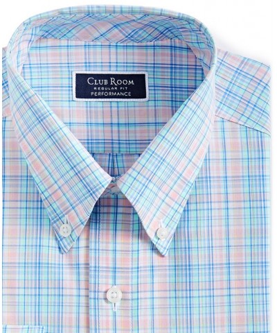 Men's Regular Fit Cotton Peter Plaid Dress Shirt Blue $23.60 Dress Shirts