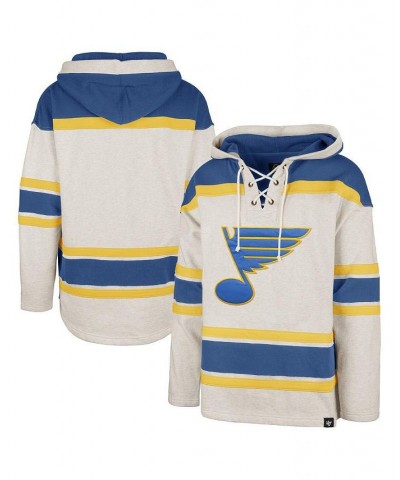 Men's Oatmeal St. Louis Blues Rockaway Lace-Up Pullover Hoodie $69.60 Sweatshirt