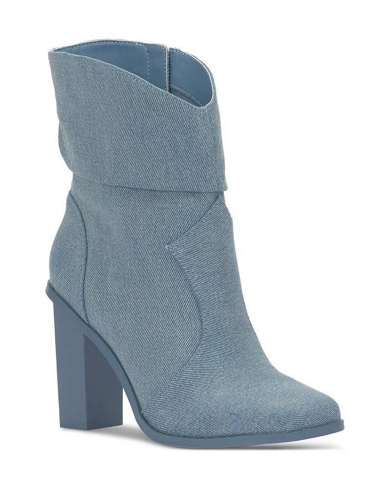 Women's Arrla Block-Heel Booties Blue $74.73 Shoes