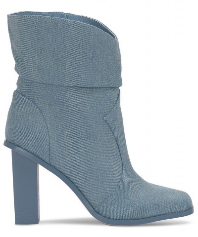 Women's Arrla Block-Heel Booties Blue $74.73 Shoes