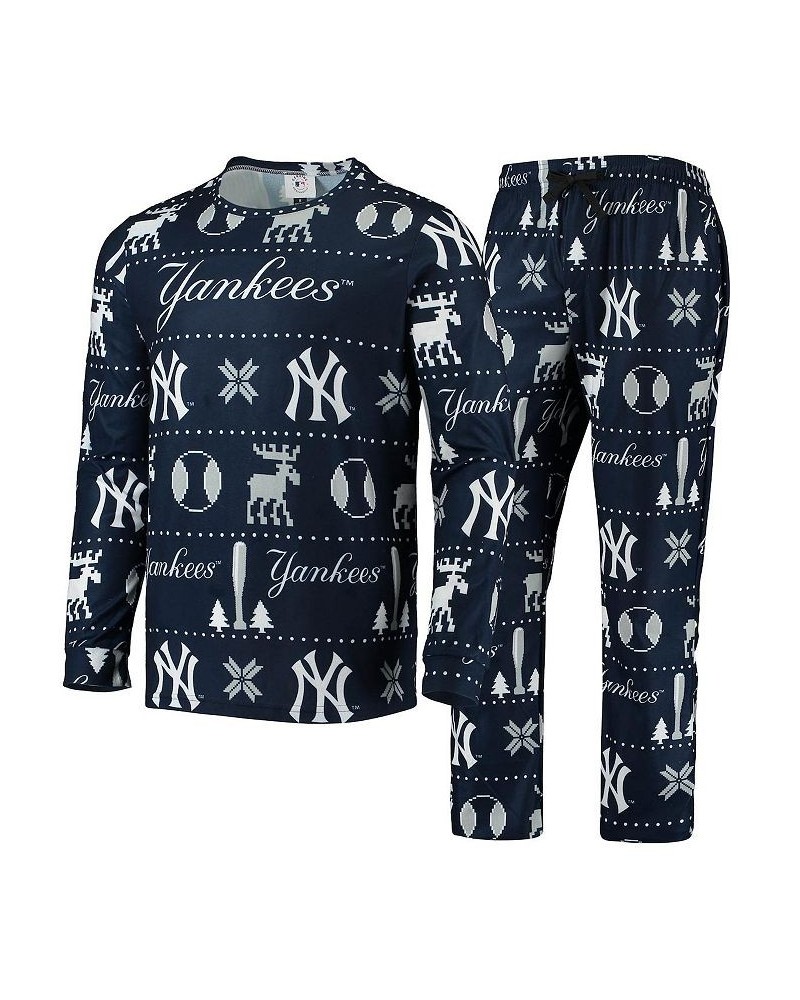 Men's Navy New York Yankees Ugly Pajama Sleep Set $36.39 Pajama