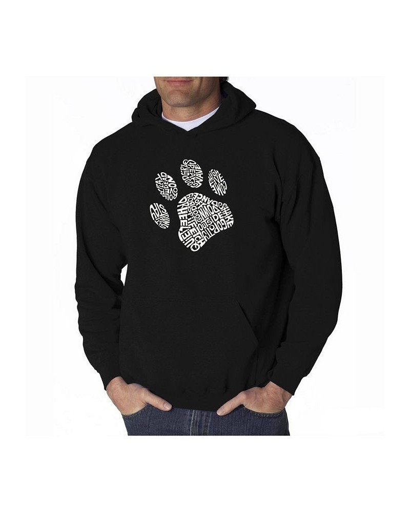 Men's Word Art Hooded Sweatshirt - Dog Paw Black $25.20 Sweatshirt